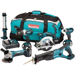 Makita 18 V Li-Ion Kombisæt 6 dele med 2x 5.0Ah batterier